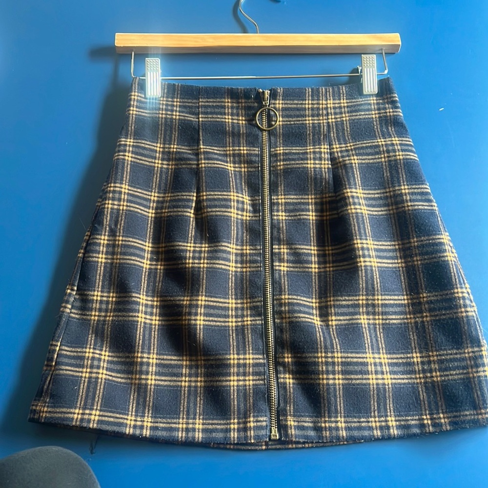 plaid zip up skirt
